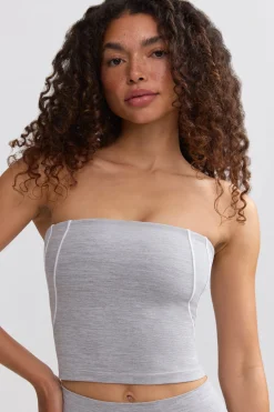 Oh Polly Matching Sets | Tops^Soft Active Contrast-Trim Bandeau Top in Ice Grey IceGrey