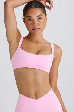 Oh Polly Matching Sets | Sports Bras^Soft Active Contrast-Trim Sports Bra in Bubblegum Pink BubblegumPink