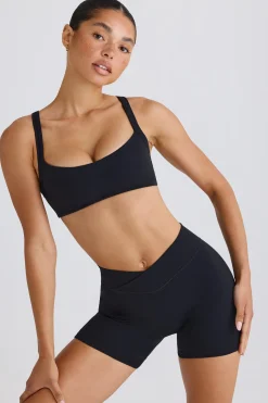 Oh Polly Matching Sets | Shorts^Soft Active Crossover Mini Shorts in Black