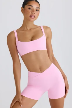 Oh Polly Matching Sets^Soft Active Crossover Mini Shorts in Bubblegum Pink BubblegumPink
