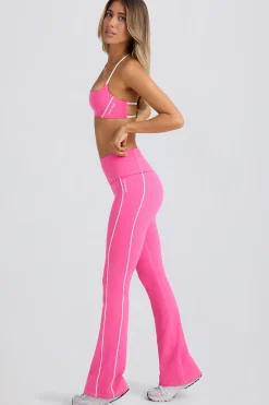 Oh Polly Matching Sets^Soft Active Foldover Flared Trousers in Bubblegum Pink BubblegumPink