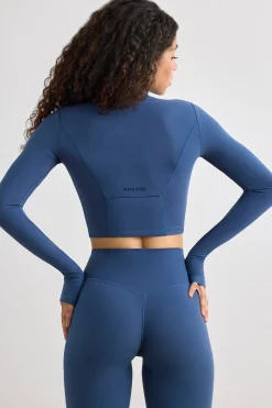Oh Polly Women'S Clothing Sale - $65 And Under | Women'S Clothing Sale - $40 And Under^Soft Active Half Zip Crop Top in Washed Navy WashedNavy
