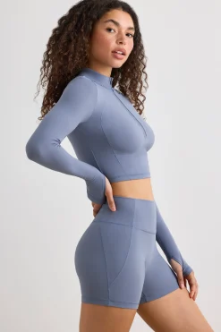 Oh Polly Women'S Clothing Sale - $65 And Under | Women'S Clothing Sale - $40 And Under^Soft Active Half Zip Crop Top in Slate Grey SlateGrey