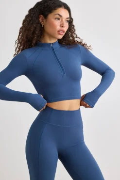 Oh Polly Women'S Clothing Sale - $65 And Under | Women'S Clothing Sale - $40 And Under^Soft Active Half Zip Crop Top in Washed Navy WashedNavy