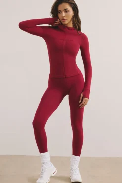Oh Polly Matching Sets^Soft Active Hooded Zip Up Jacket in Raspberry