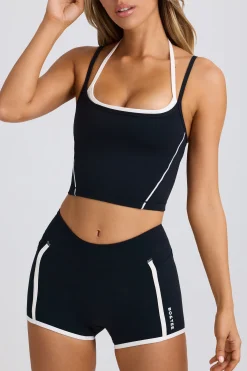 Oh Polly Matching Sets | Tops^Soft Active Layered Cropped Tank Top in Black