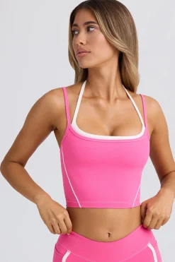 Oh Polly Matching Sets | Tops^Soft Active Layered Cropped Tank Top in Bubblegum Pink BubblegumPink