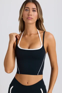 Oh Polly Matching Sets | Tops^Soft Active Layered Cropped Tank Top in Black