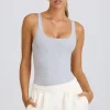 Oh Polly Matching Sets | Tops^Soft Active Open-Back Bodysuit in Grey Marl GreyMarl