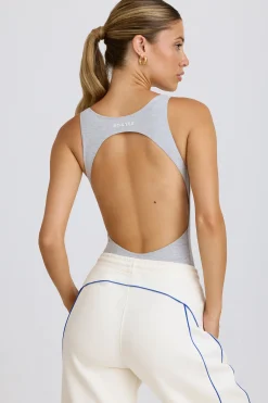 Oh Polly Matching Sets | Tops^Soft Active Open-Back Bodysuit in Grey Marl GreyMarl