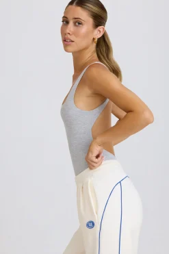 Oh Polly Matching Sets | Tops^Soft Active Open-Back Bodysuit in Grey Marl GreyMarl