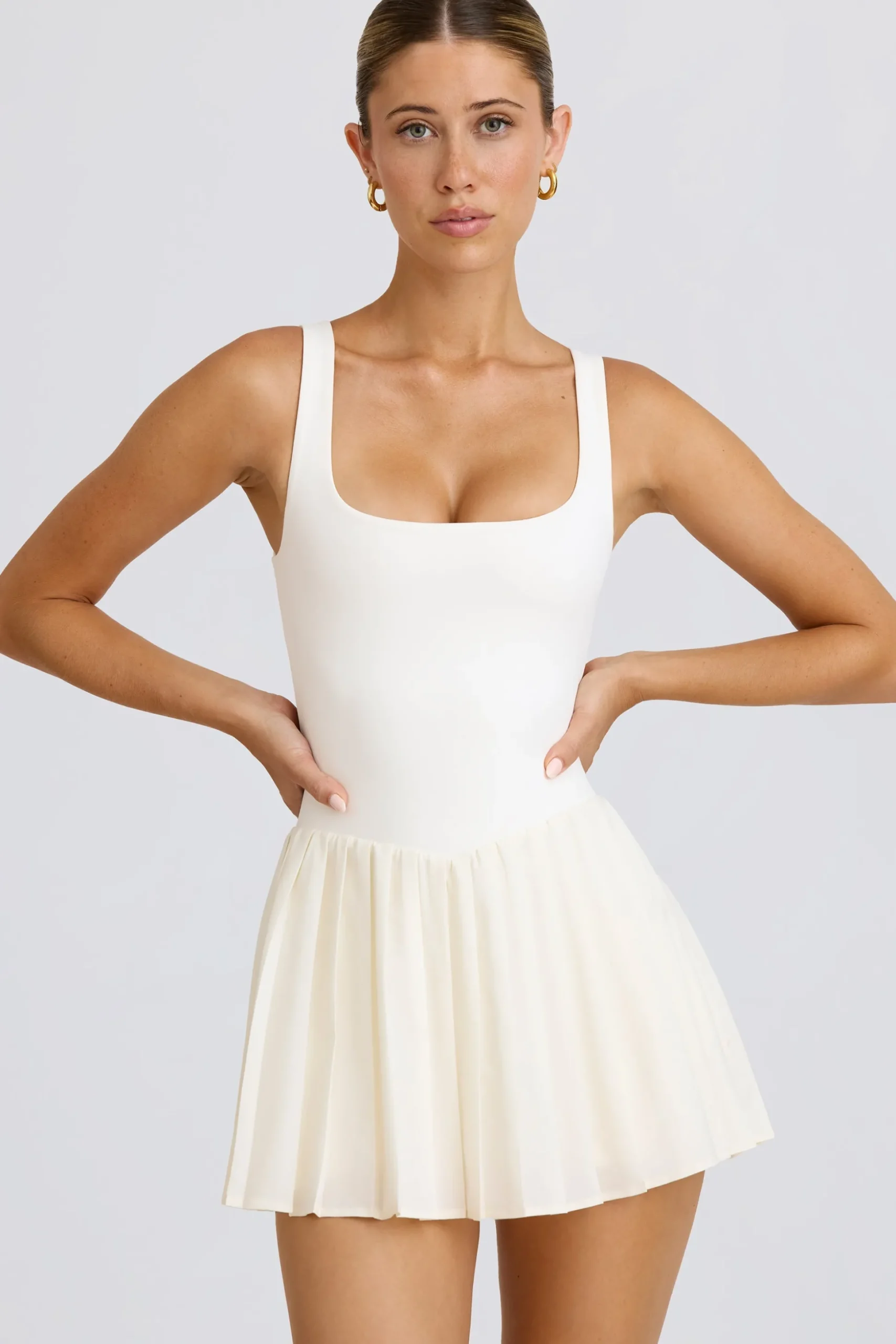 Oh Polly Skorts & Dresses^Soft Active Open-Back Pleated Tennis Dress in White