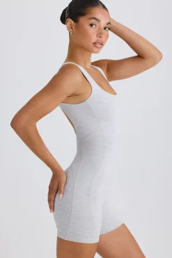 Oh Polly Unitards^Soft Active Open-Back Unitard in Grey Marl GreyMarl