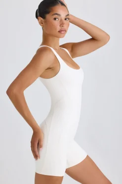 Oh Polly Unitards^Soft Active Open-Back Unitard in White