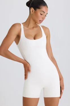 Oh Polly Unitards^Soft Active Open-Back Unitard in White