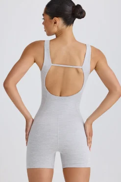 Oh Polly Unitards^Soft Active Open-Back Unitard in Grey Marl GreyMarl