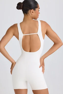 Oh Polly Unitards^Soft Active Open-Back Unitard in White