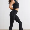 Oh Polly Petite^Soft Active Petite Flared Trousers in Black