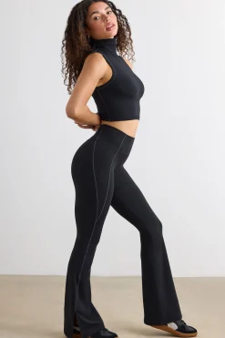 Oh Polly Petite^Soft Active Petite Flared Trousers in Black