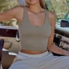Oh Polly Tops^Soft Active Tank Top in Soft Olive SoftOlive