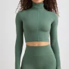 Oh Polly Women'S Clothing Sale - $65 And Under | Women'S Clothing Sale - $40 And Under^Soft Active Turtleneck Crop Top in Khaki