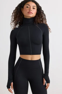 Oh Polly Women'S Clothing Sale - $65 And Under | Women'S Clothing Sale - $40 And Under^Soft Active Turtleneck Crop Top in Black
