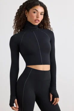 Oh Polly Women'S Clothing Sale - $65 And Under | Women'S Clothing Sale - $40 And Under^Soft Active Turtleneck Crop Top in Black
