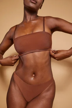 Oh Polly Lounge & Intimates | Bride To Be^Soft Mesh Bandeau Bra in Chestnut