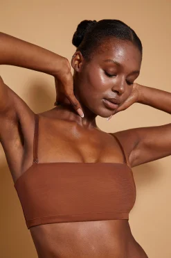 Oh Polly Lounge & Intimates | Bride To Be^Soft Mesh Bandeau Bra in Chestnut