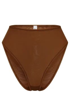 Oh Polly Lounge & Intimates | Bride To Be^Soft Mesh High Waisted Knicker in Chestnut