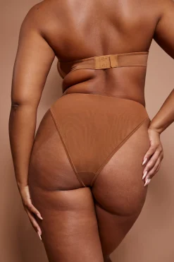 Oh Polly Lounge & Intimates | Bride To Be^Soft Mesh High Waisted Knicker in Almond
