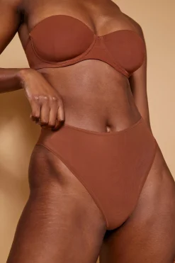 Oh Polly Lounge & Intimates | Bride To Be^Soft Mesh High Waisted Knicker in Chestnut