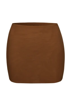 Oh Polly Lounge & Intimates | Bra Solutions^Soft Mesh Low-Rise Micro Mini Slip Skirt in Chestnut