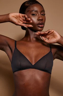 Oh Polly Lounge & Intimates | Bride To Be^Soft Mesh Single Layer Triangle Bra in Black