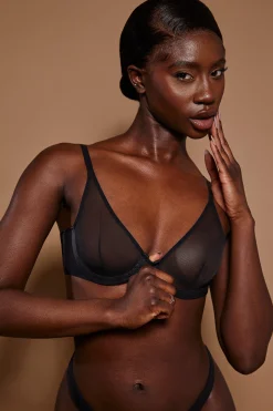 Oh Polly Lounge & Intimates | Bride To Be^Soft Mesh Single Layer Underwired Bra in Black