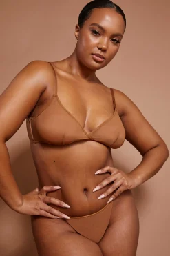Oh Polly Lounge & Intimates | Bride To Be^Soft Mesh String Bikini in Almond