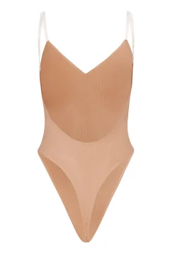 Oh Polly Lounge & Intimates | Bra Solutions^Soft Mesh V-Neck Bodysuit in Warm Peach WarmPeach