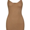 Oh Polly Lounge & Intimates | Bra Solutions^Soft Mesh V-Neck Mini Slip Dress in Almond