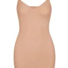 Oh Polly Lounge & Intimates | Bra Solutions^Soft Mesh V-Neck Mini Slip Dress in Warm Peach WarmPeach