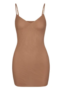Oh Polly Lounge & Intimates | Bra Solutions^Soft Mesh V-Neck Mini Slip Dress in Honey