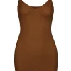 Oh Polly Lounge & Intimates | Bra Solutions^Soft Mesh V-Neck Mini Slip Dress in Chestnut