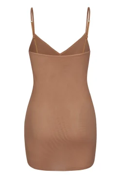 Oh Polly Lounge & Intimates | Bra Solutions^Soft Mesh V-Neck Mini Slip Dress in Honey