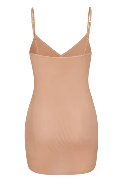 Oh Polly Lounge & Intimates | Bra Solutions^Soft Mesh V-Neck Mini Slip Dress in Warm Peach WarmPeach