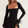 Oh Polly Tencel™ Modal Dresses^Square Neck Long Sleeve Mini Dress in Black