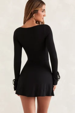 Oh Polly Tencel™ Modal Dresses^Square Neck Long Sleeve Mini Dress in Black
