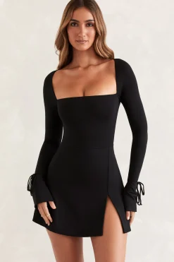Oh Polly Tencel™ Modal Dresses^Square Neck Long Sleeve Mini Dress in Black