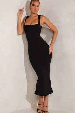 Oh Polly Tencel™ Modal Dresses^Square Neck Midi Dress in Black