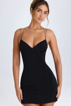 Oh Polly Night Out^Strap-Detail Halterneck Mini Dress in Black