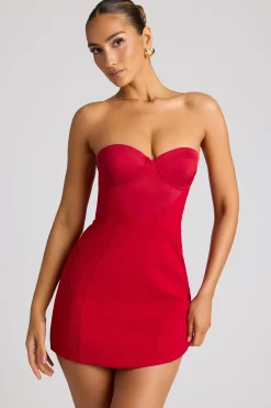 Oh Polly Night Out | Satin Dresses^Strapless A-Line Mini Dress in Fire Red FireRed