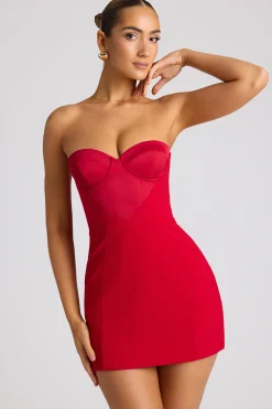 Oh Polly Night Out | Satin Dresses^Strapless A-Line Mini Dress in Fire Red FireRed